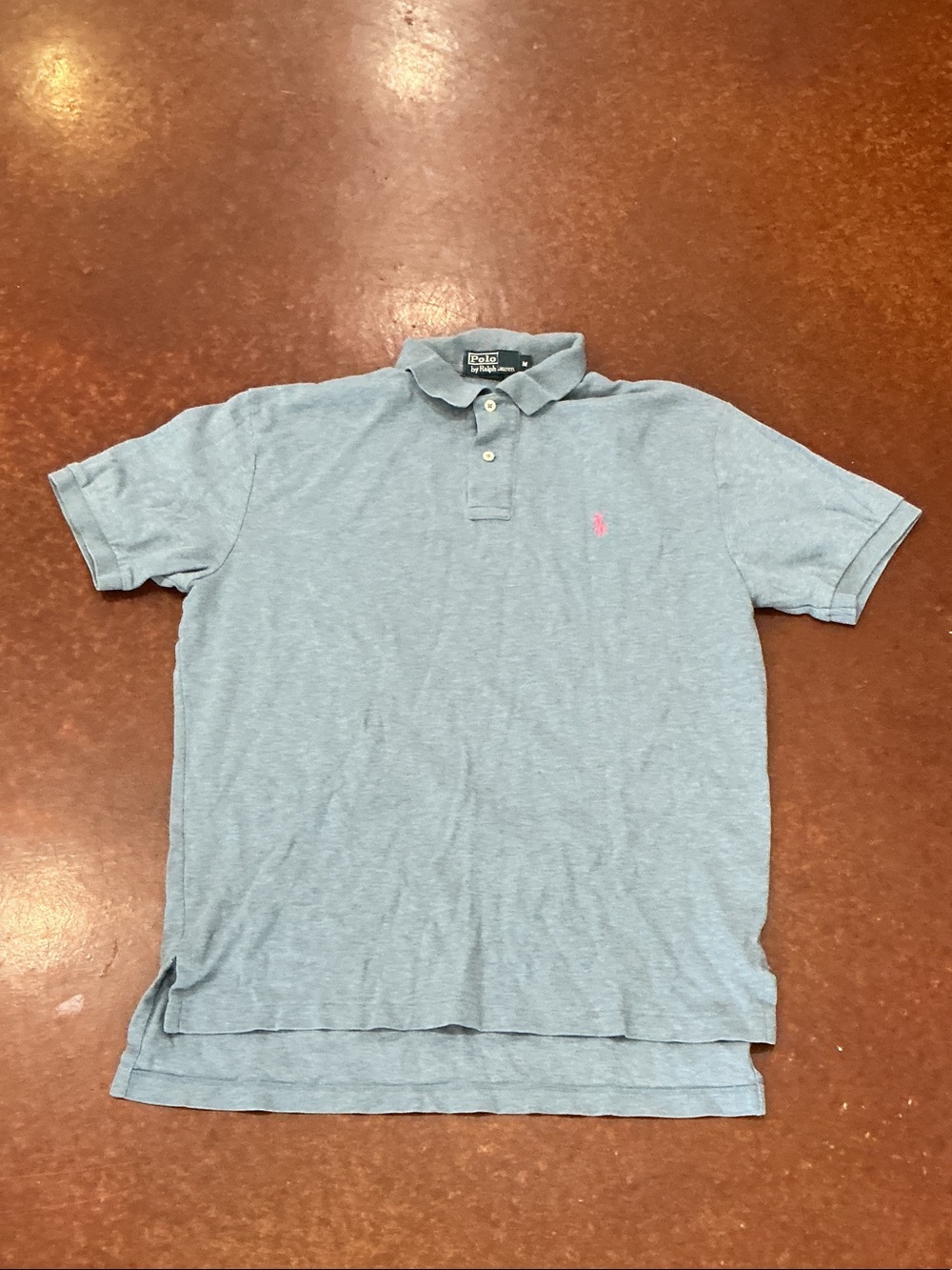 Polo by Ralph Lauren Heather Light Blue Polo with Pink Pony